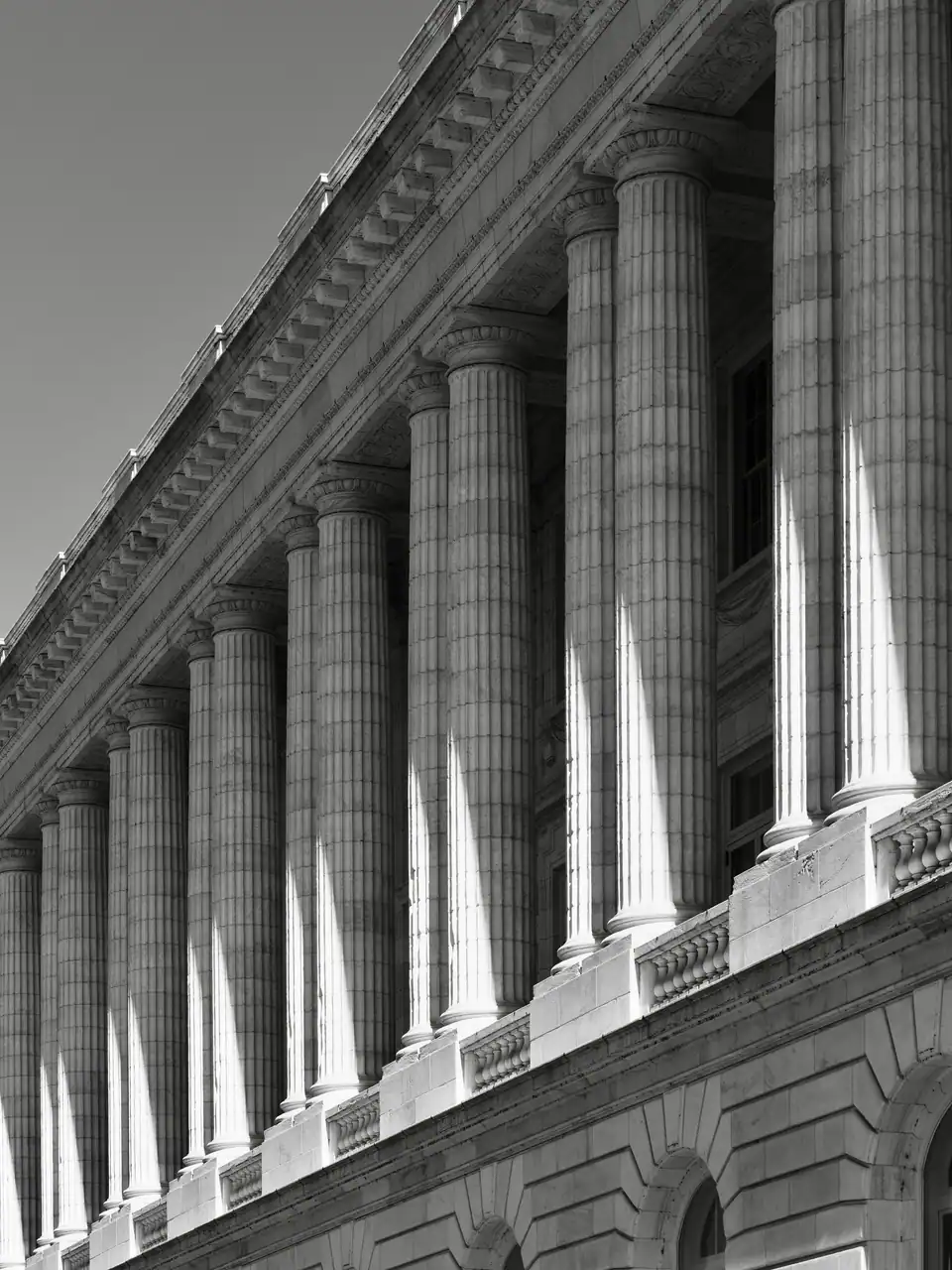 The columns of a courthouse