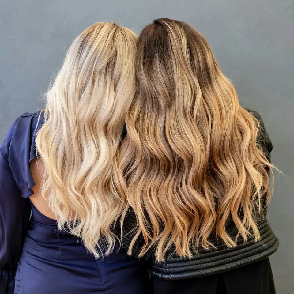 Sunlit: hand-painted balayage, toner, soft waves
